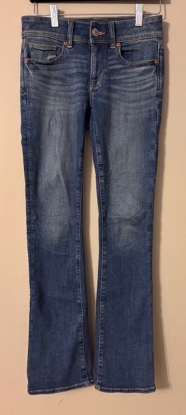American Eagle Kick Boot Jeans Womens 00 Next Level Stretch Blue Bootcut Denim